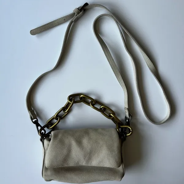 Free People Charlie Chain Crossbody in taupe suede leather - Image 2