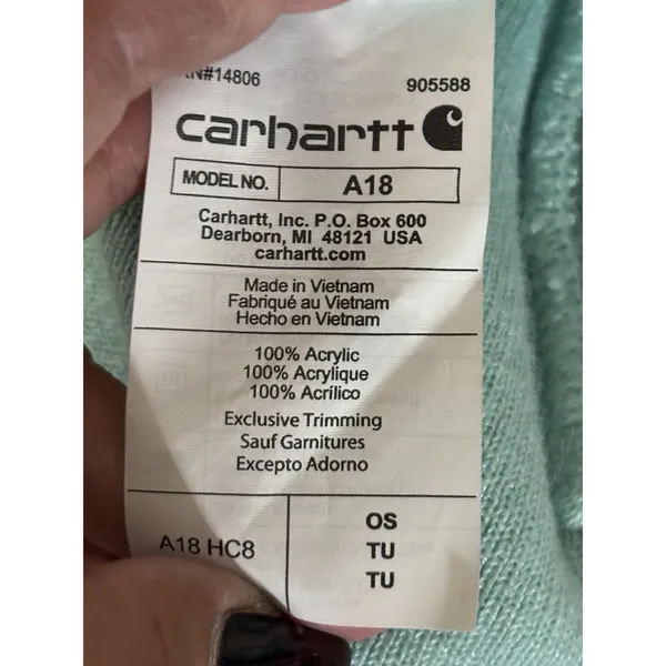 Carhartt Beanie Mint Green Logo OS Knit Foldover‎ Warm Outdoors - Image 4