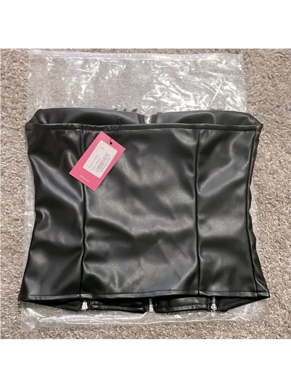 NWT Edikted Sam Faux Leather Zip Corset‎ - Image 5