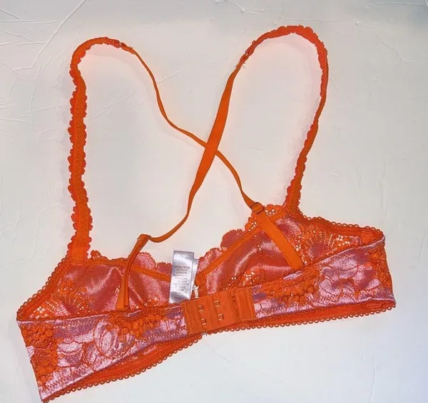 Savage X Fenty Bra Womens XS Perfect Poppies Unlined Lace Demi Racerback pink - Image 5