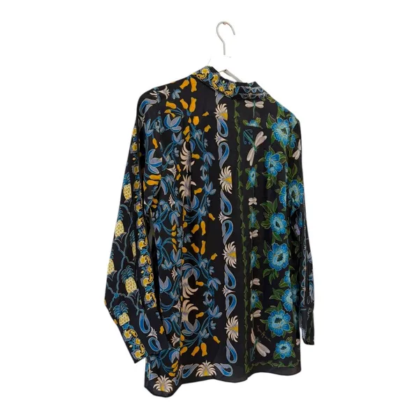 NWT Farm Rio Winter Garden Black Pajama Shirt Button Front Top Floral Size S - Image 8
