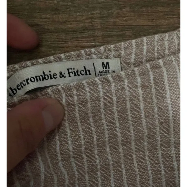 Free People Abercrombie & Fitch Tan white linen ruffle mini skirt - Image 3
