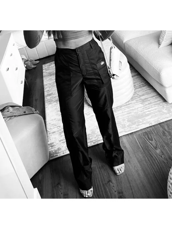 Alo Blaze Trouser Pants Black High-Rise Waist Cargo Windbreaker Hiking Edgy S - Image 7