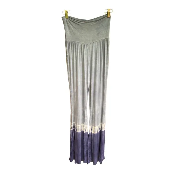 Anthropologie Nu Label blue white tie dye palazzo long Pants Size M Coachella Boho - Image 4