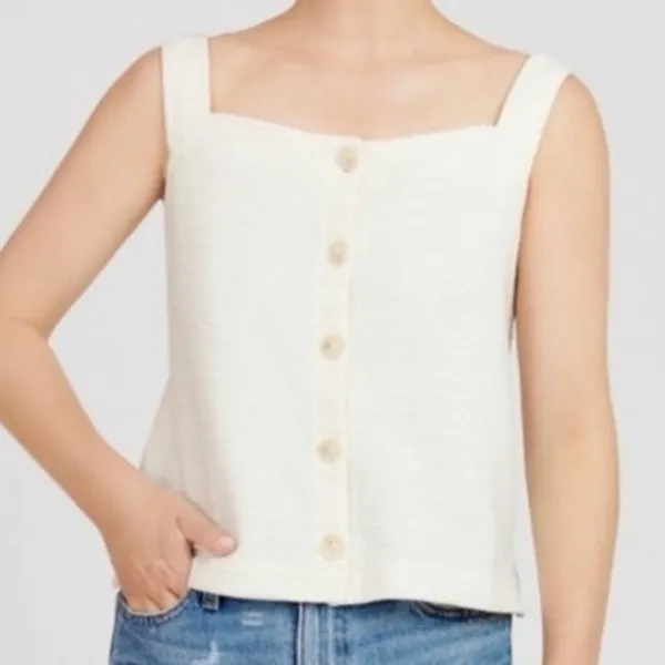 J. Crew Off White Textured Tank Size Small - Image 2