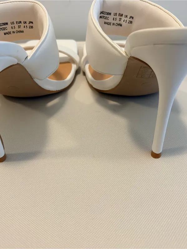 Dream Pairs White Double-Strap Square Toe Slide Heels - Image 3