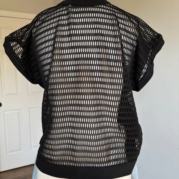Banana Republic Black Mesh Back Short Sleeve Top Size S - Image 6