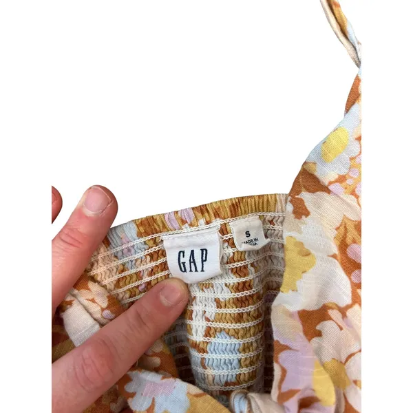 Gap Floral Dress Women Small Daisy Tiered Tie Front Cutout CottageCore Whimsical - Image 3