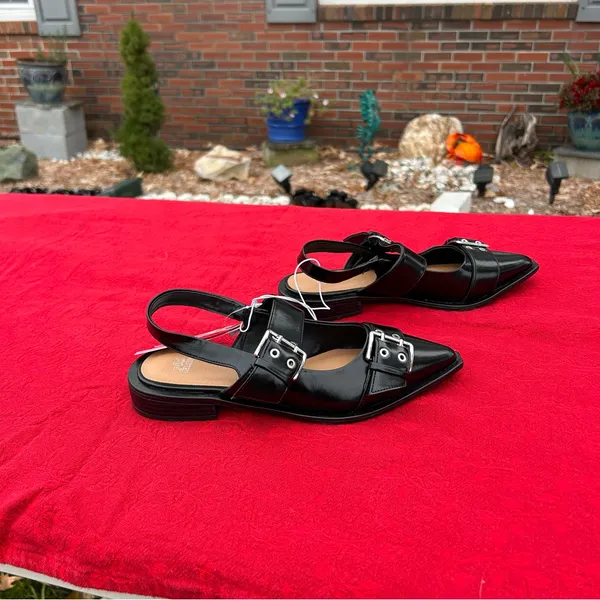 Size 6.5 Peyton Double Buckle black Slingback Flats‎ by wild fable - Image 2
