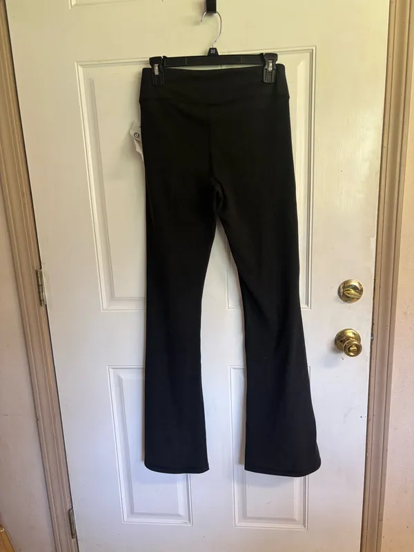 Mona B NWT Med Black Heather wife leg Yoga Flare Front Slit Pants - Image 2