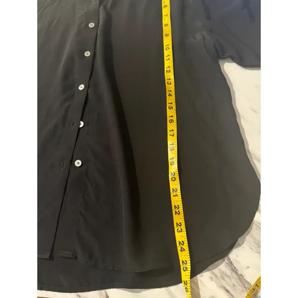 LOFT Black Button Down Collared Shirt Long Sleeve Women's Size Small V-Neck‎ - Image 5