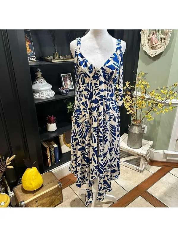 Alexis for Target Asymmetrical Botanical Blue Dress – Size M - Image 5