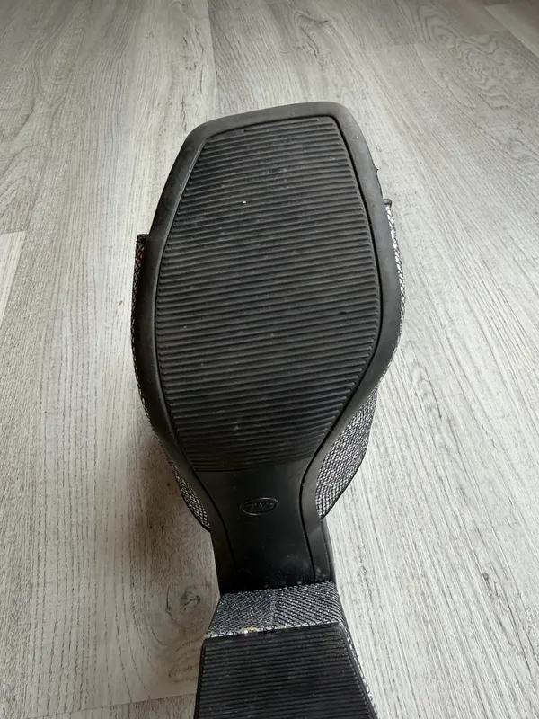 A New Day Black Rhinestone Block Heel Slide Sandals Sparkly Mule - Image 7