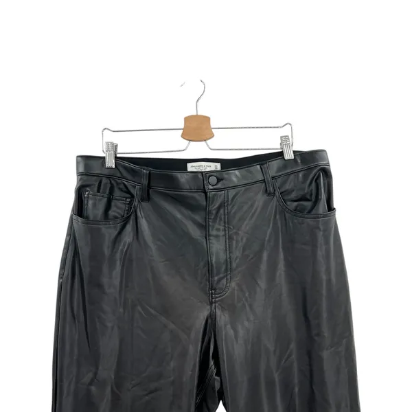 Abercrombie Vegan Leather Ankle Straight Pant Ultra High Rise Black Size 34‎ 18S - Image 4