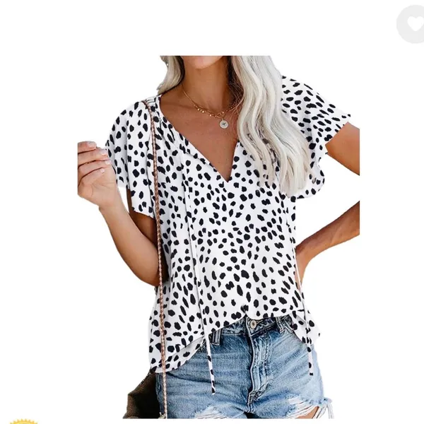 Elegant Black and White Spotted Women's Blouse - Image 2