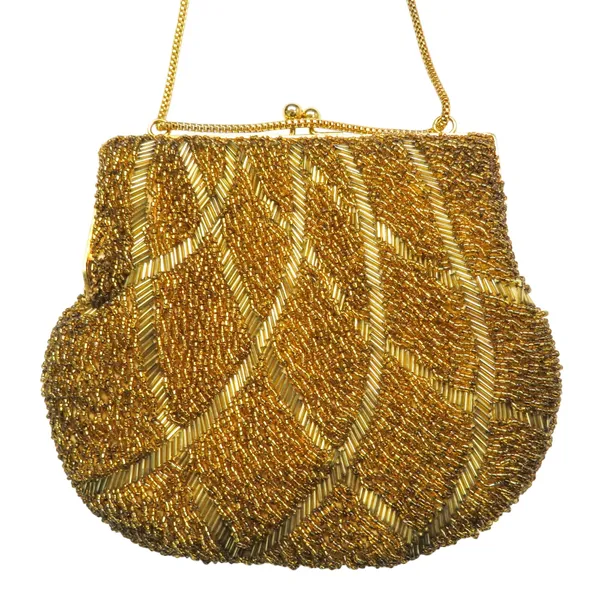 1950s Vintage Regale LTD. Gold Beaded Evening Bag Clasp Purse Crossbody - Image 4