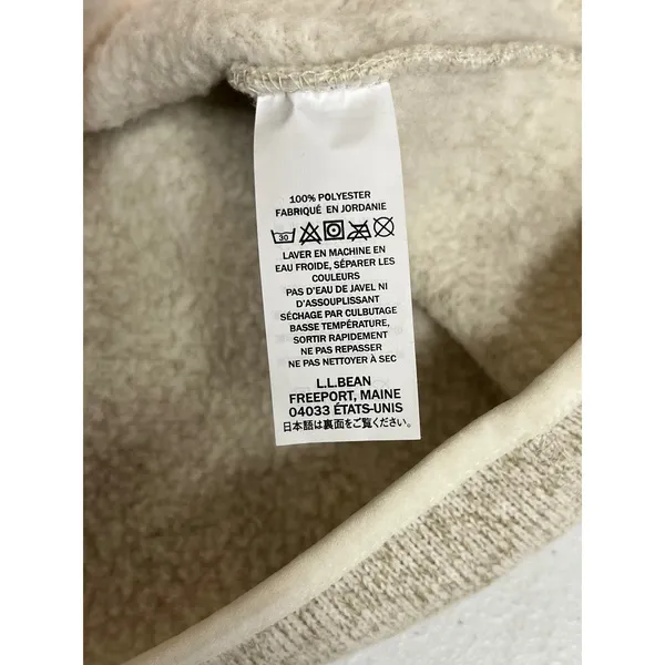 LL BEAN Sweater Fleece Jacket Womens Medium Beige Oatmeal Full Zip 279684 - Image 9