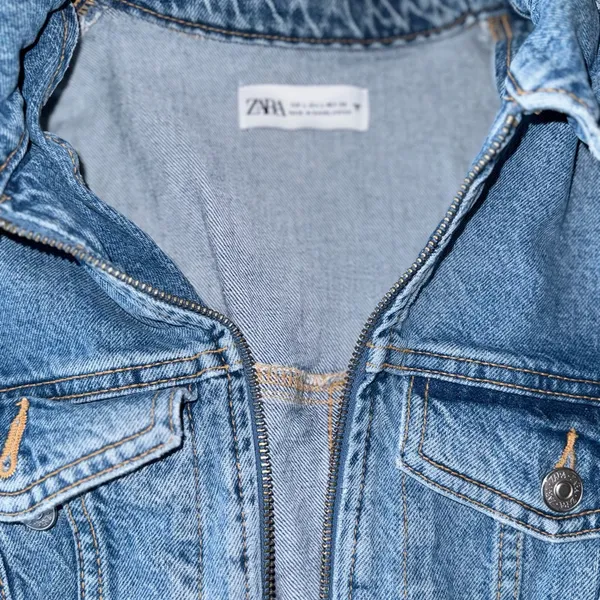 Zara Blue Denim Zip Dress - Image 2