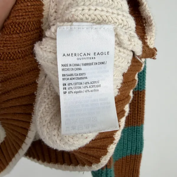American Eagle Mixed Stripe Boxy Cropped Sweater Pullover Ginny & Georgia XS - Image 7