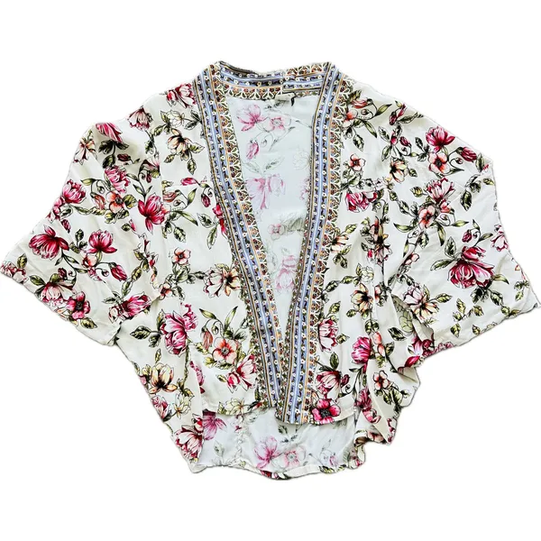 Anthropologie Idalia‎ Floral Jacket Kimono OS One Size Women's Blouse Top Shirt - Image 8