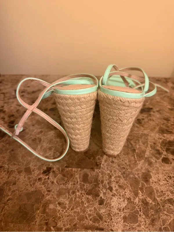 Steve Madden Mint Green Strappy ankle Lace-Up platform Heels - Image 4