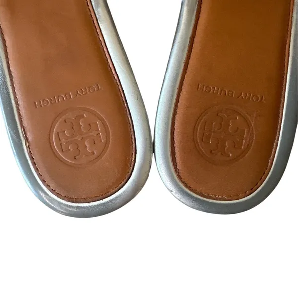 Tory Burch Miller Metallic‎ Silver Sandals Size 7 - Image 3