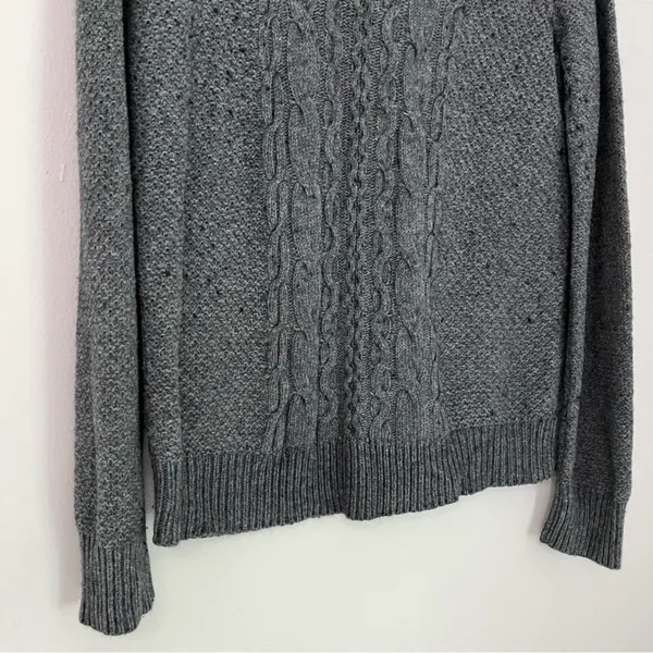 Merona Wool Rabbit Hair Cable Knit Scoop Neck Fisherman Sweater Grey Women’s XL‎ - Image 5