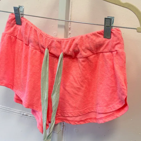 Eberjey Neon Pink Heathered Lounge Shorts Small Drawstring Dolphin Hem Sleepwear - Image 3