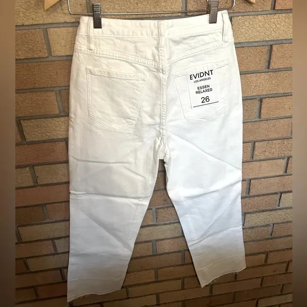NWT Evidnt Los Angeles Essen Relaxed White Cropped Straight Leg Jeans Size 26 - Image 4