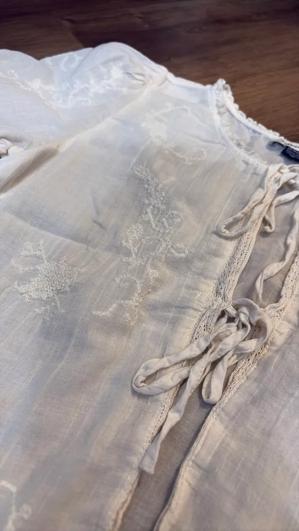 American Eagle Cream Tie Blouse, XS - Image 5