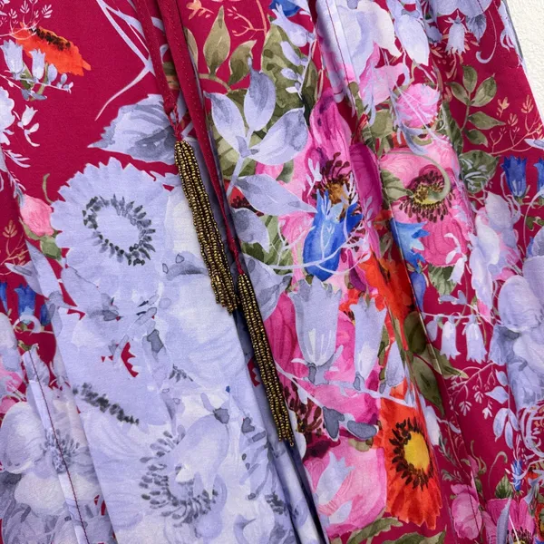 Aratta Silent Journey Pants Womens Small Red Floral Wide Leg Elastic Waist Boho - Image 3
