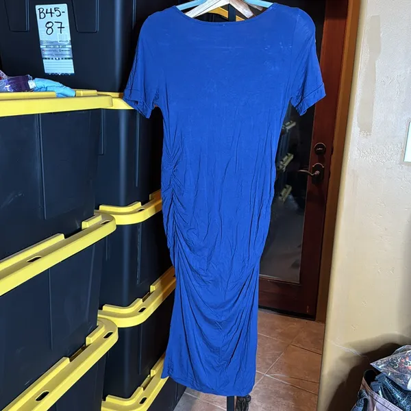 Pinkblush Navy Ruched Short Sleeve Dress Size Small - Image 7