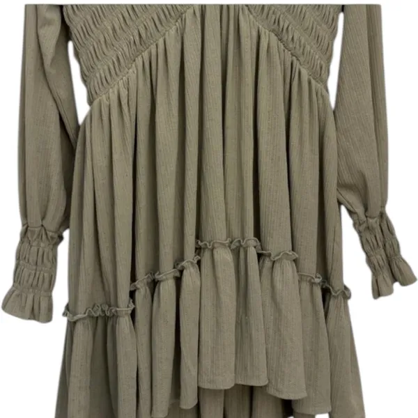 Altar’d State Dana Smocked Sage Green Long Sleeve Dress Size L - Image 5