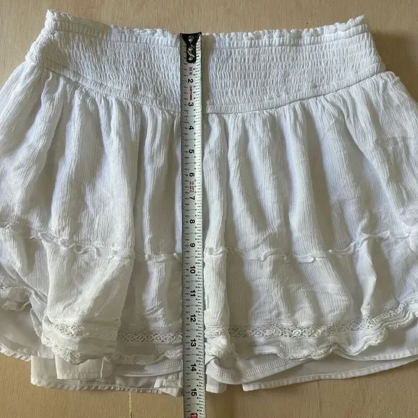 Hollister White Ultra High-Rise Skirt Women’s Size Large | Boho Mini Layered - Image 6
