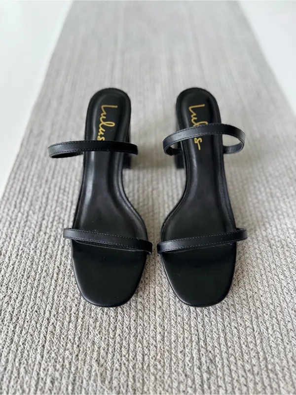 Lulu's Black Double-Strap Block Heel Sandals Size 8 - Image 7
