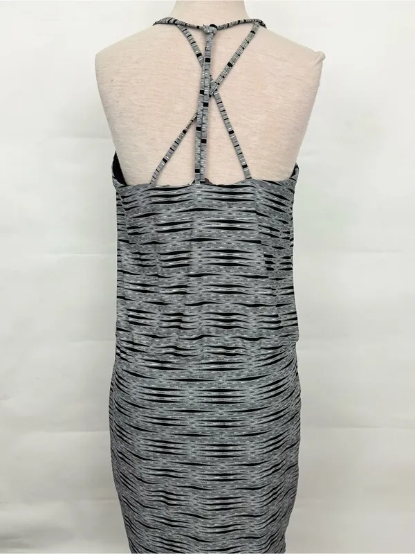 Athleta Ariel Venice Swim Strappy Back Dress black Gray Large - Image 4