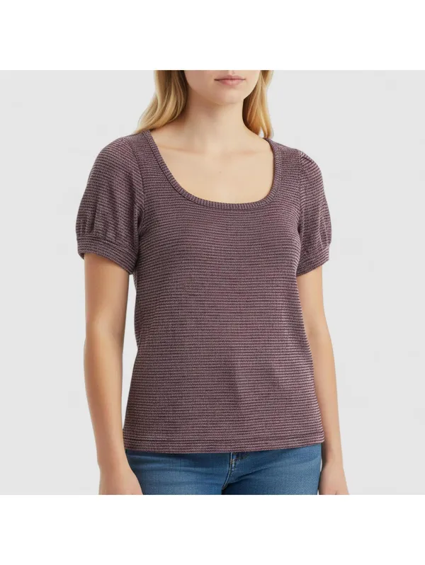 Free People Metallic Ribbed Scoop Purple Top Women Small - Image 11