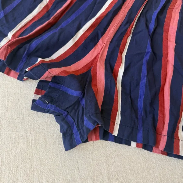 Angie Striped High Rise‎ Elastic Waist Shorts Navy Red Pink Small - Image 2