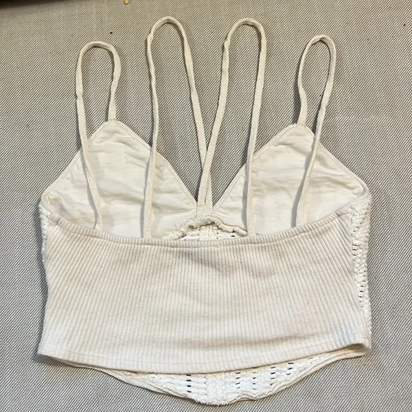Zara Cream Crochet Knit Crop Cami Top Sz S - Image 3