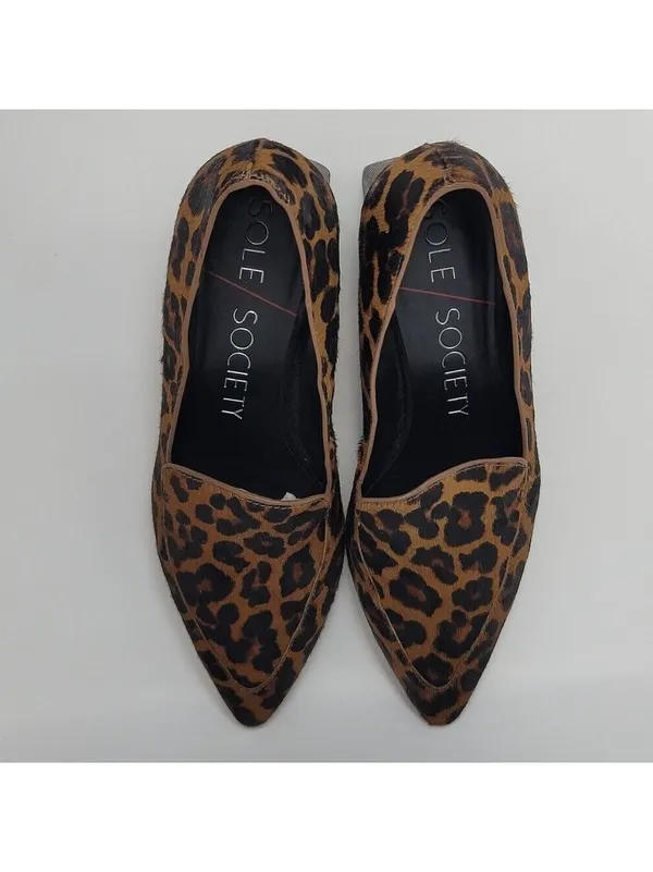 Sole Society Marty Leopard Animal Print Loafers Heel Pointed Vamp Shoes Size 8M - Image 3