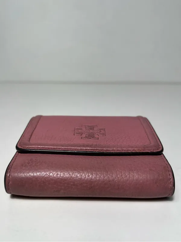 Tory Burch McGraw Pink Pebbled Leather Trifold Compact Mini Wallet - Image 4
