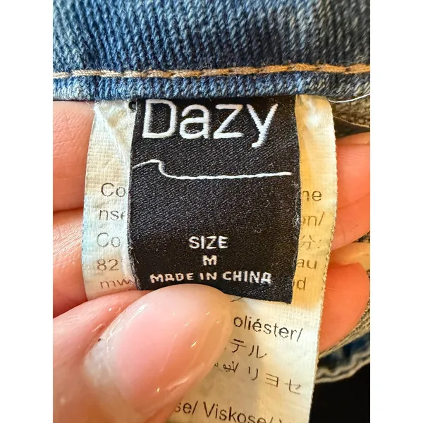 Dazy Barrel Leg Jeans Women Medium Blue Curved Seam Wide Leg Denim Streetwear - Image 9