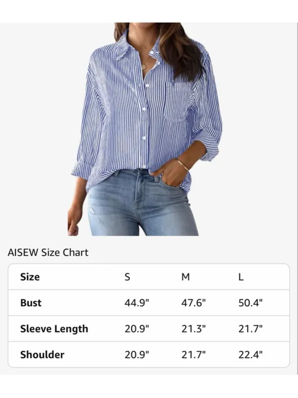 NEW Button Down Striped Classic Long Sleeve Collared Career Shirt S - Image 3
