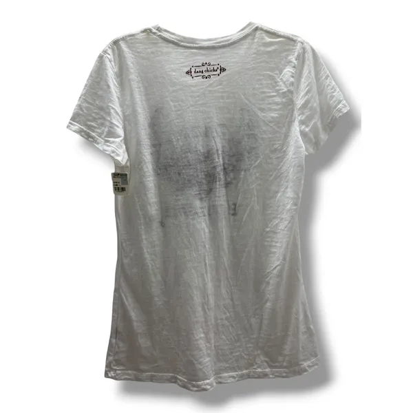 Dang Chicks Dang Blessed Chick White Slub Knit Heart Wings Graphic Tee Large NEW - Image 4