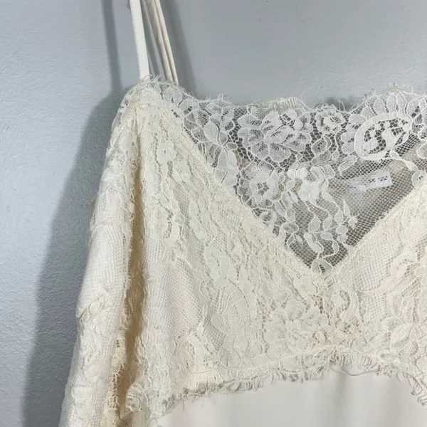 All in Favor Boutique White Ivory Cream Chiffon Layered Lace Neckline Cami Tank - Image 2