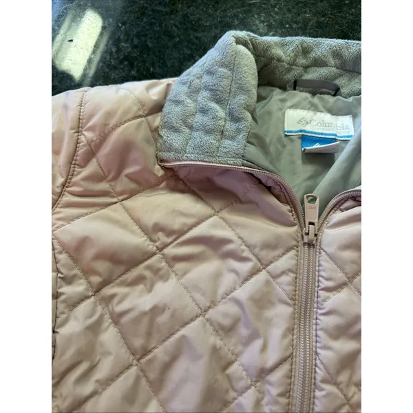 Columbia Women's Coat Jacket Sz M Pink Gray Puffer Quilted Full Zip Pockets - Image 2