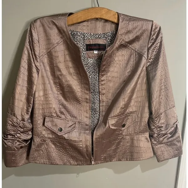 Elegantissimo Firenze Jacket Womens 10 Bronze Excellent Croc Embossed Metallic - Image 15