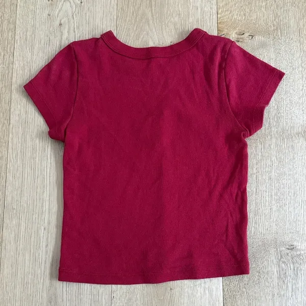 Brandy Melville J Galt Deer Baby Tee Shirt Size OS in Red - Image 4