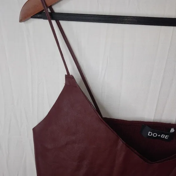 Do+Be M Maroon Leather Biker Flap Top - Image 5