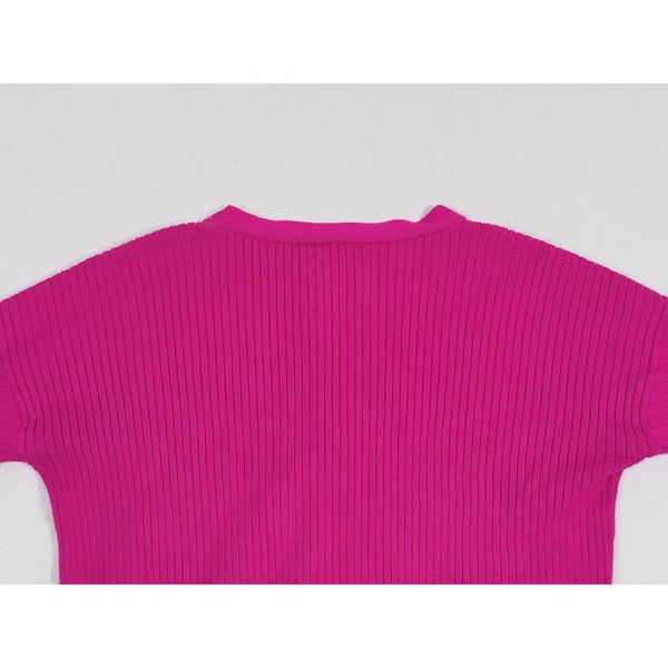 Abercrombie & Fitch Ribbed Cardigan Sweater Size XS Fuchsia Pink Preppy Y2K - Image 9